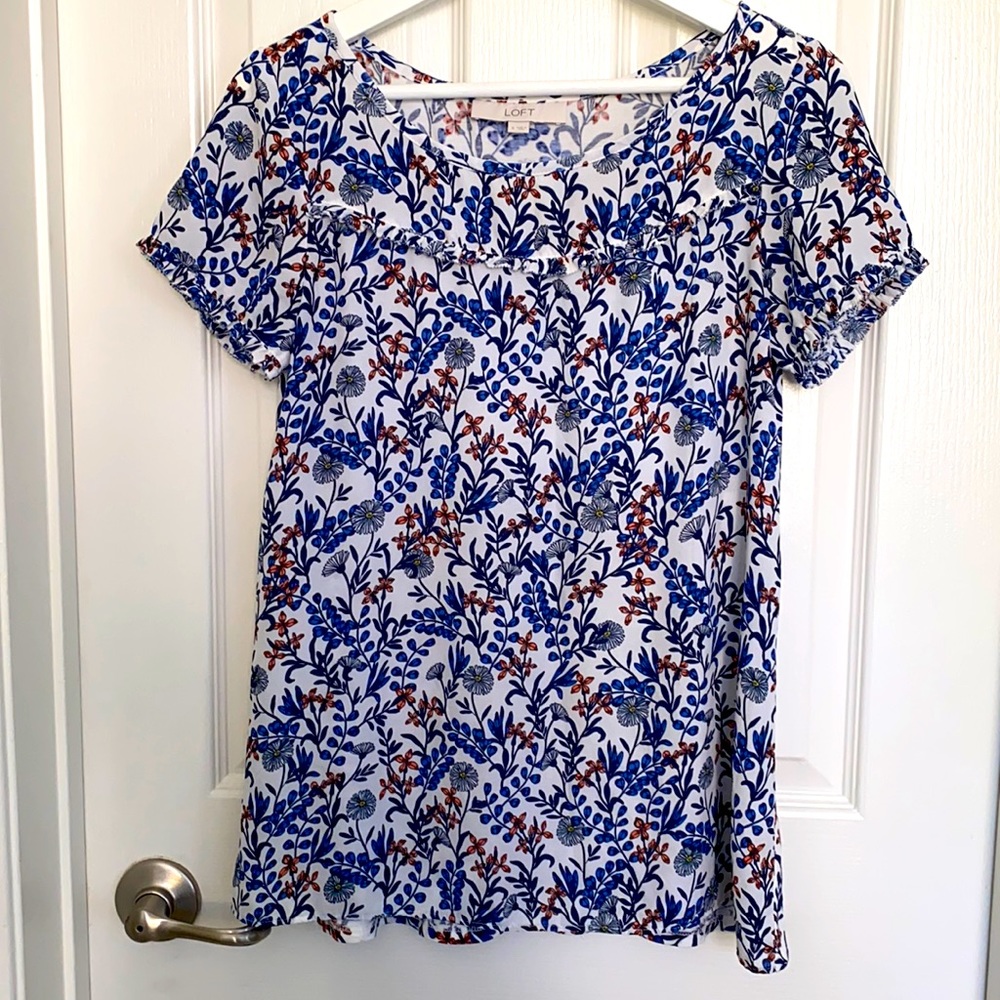 Loft Floral Mixed Media Top